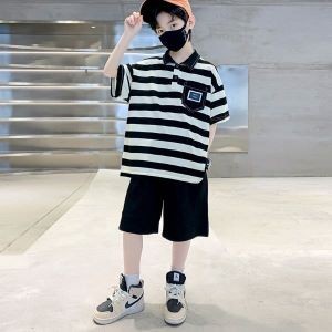 Korean Style Black Stripe Polo Shirt