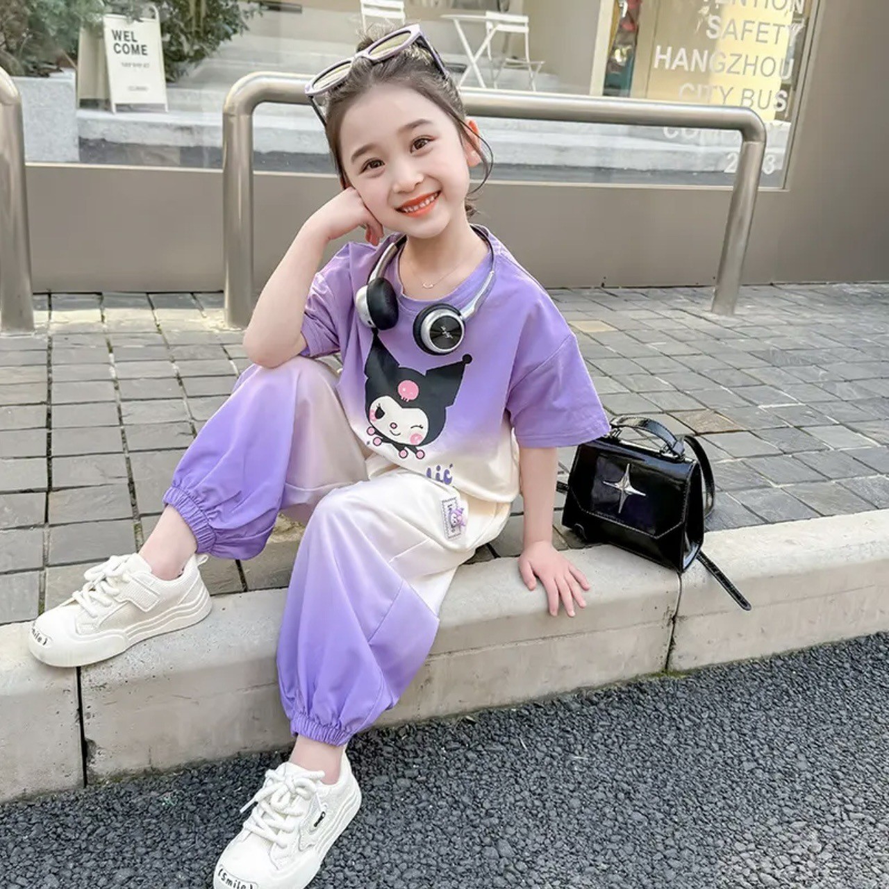 Cute Western style loose gradient trendy children's casual suit